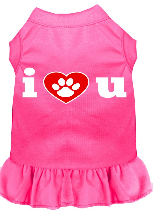 I Heart You Screen Print Dress Bright Pink XS